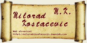 Milorad Kostačević vizit kartica